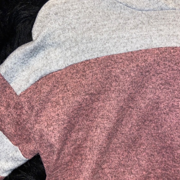 Oversized Ash Pink & Gray Color-block Hoodie - Picture 5 of 8